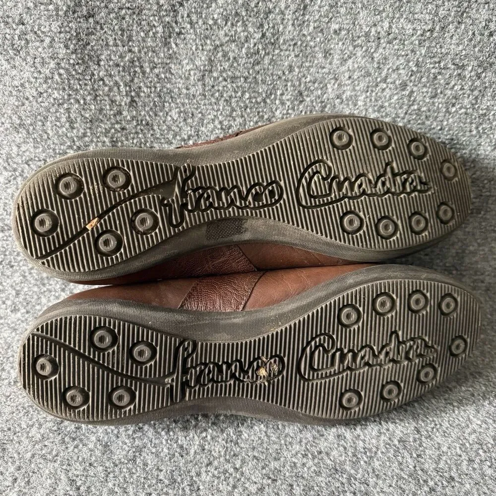 Franco Sarto Men's Brown Leather Ostrich Print Lace-Up Sneakers US 12.5 67576A